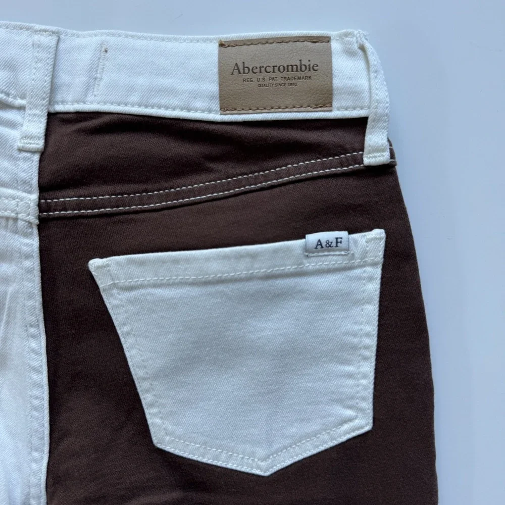 ABERCROMBIE KIDS High Rise Straight‎ Jeans Girls 11/12 Short Colorblock Brown